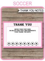 Soccer Party Thank You Cards template – pink
