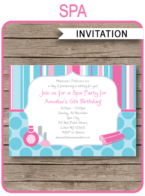 Spa Birthday Party Invitations Template
