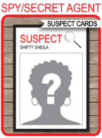 Spy Party Suspect Cards & Top Secret Labels