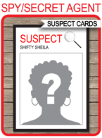 Spy Party Suspect Cards & Top Secret Labels