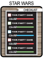 Star Wars Party Jedi Training Checklist template