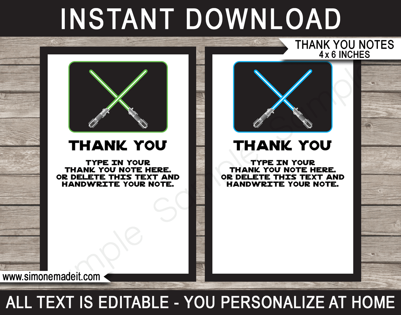 star wars party thank you cards template printable birthday favor tags