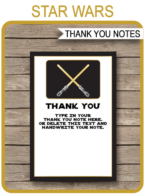 Star Wars Party Thank You Cards template – gold