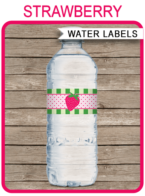 Strawberry Shortcake Party Water Bottle Labels or Wrapper | Birthday Party Theme Decorations | DIY Printable Template | INSTANT DOWNLOAD via simonemadeit.com