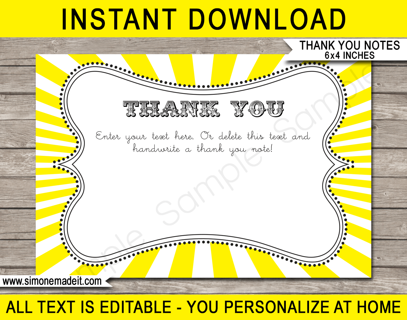 Printable Sunshine Party Thank You Card Template - Birthday Favor Note Tags - Editable Text - Instant Download via simonemadeit.com