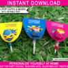 Editable & Printable Supergirl Birthday Party Favors - Lollipop Capes & Masks Template