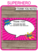 Supergirl Party Thank You Cards template – pink