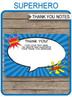 Superhero Party Thank You Cards template – blue