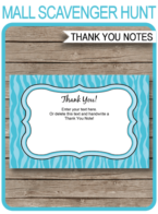 Zebra Thank You Cards template – turquoise