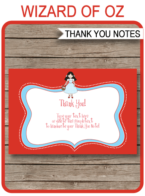 Wizard of Oz Party Thank You Cards template