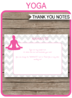 Printable Yoga Thank You Cards Template - Yoga Birthday theme - Editable Text - Instant Download via simonemadeit.com
