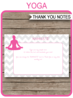 Printable Yoga Thank You Cards Template - Yoga Birthday theme - Editable Text - Instant Download via simonemadeit.com