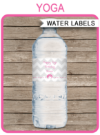Yoga Party Water Bottle Labels template
