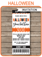 Halloween Party Ticket Invitations template