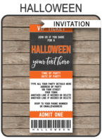 Printable Halloween Party Ticket Invites | Halloween Ticket Invitations | DIY Editable Template | INSTANT DOWNLOAD via simonemadeit.com