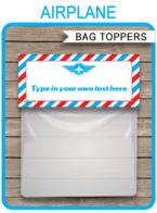 Airplane Party Favor Bag Toppers template