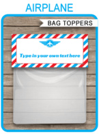 Airplane Party Favor Bag Toppers template