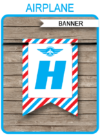 Printable Airplane Party Pennant Banner Template