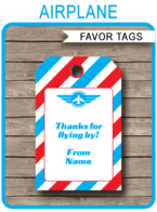 Airplane Party Favor Tags template