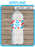 Printable Airplane Party Water Bottle Labels Template | Birthday Party | DIY Editable Text | $3.00 INSTANT DOWNLOAD via SIMONEmadeit.com