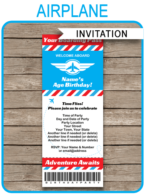 Printable Airplane Boarding Pass Invitations Template | Plane Ticket | Birthday Party | Editable DIY Theme | INSTANT DOWNLOAD $7.50 via SIMONEmadeit.com