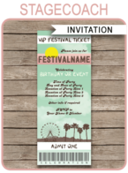 Festival Party Ticket Invitation template – green