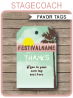 Festival Party Favor Tags template – green