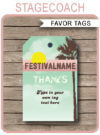 Festival Party Favor Tags template – green