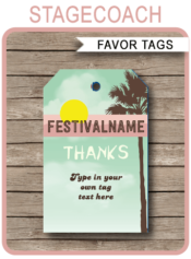 Printable Stagecoach Inspired Festival Favor Tags | Birthday Party Thank You Tags | Country Music Festival, Fauxchella, Kidchella, Fete, Gala, Fair, Carnival | Editable DIY Template | via SIMONEmadeit.com