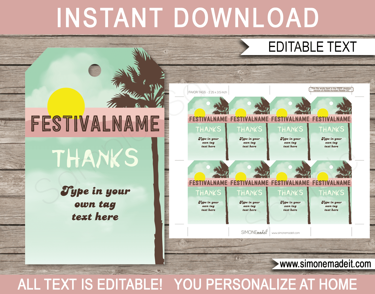 Printable Stagecoach Inspired Festival Favor Tags | Birthday Party Thank You Tags | Country Music Festival, Fauxchella, Kidchella, Fete, Gala, Fair, Carnival | Editable DIY Template | via SIMONEmadeit.com