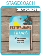 Festival Party Favor Tags template – blue