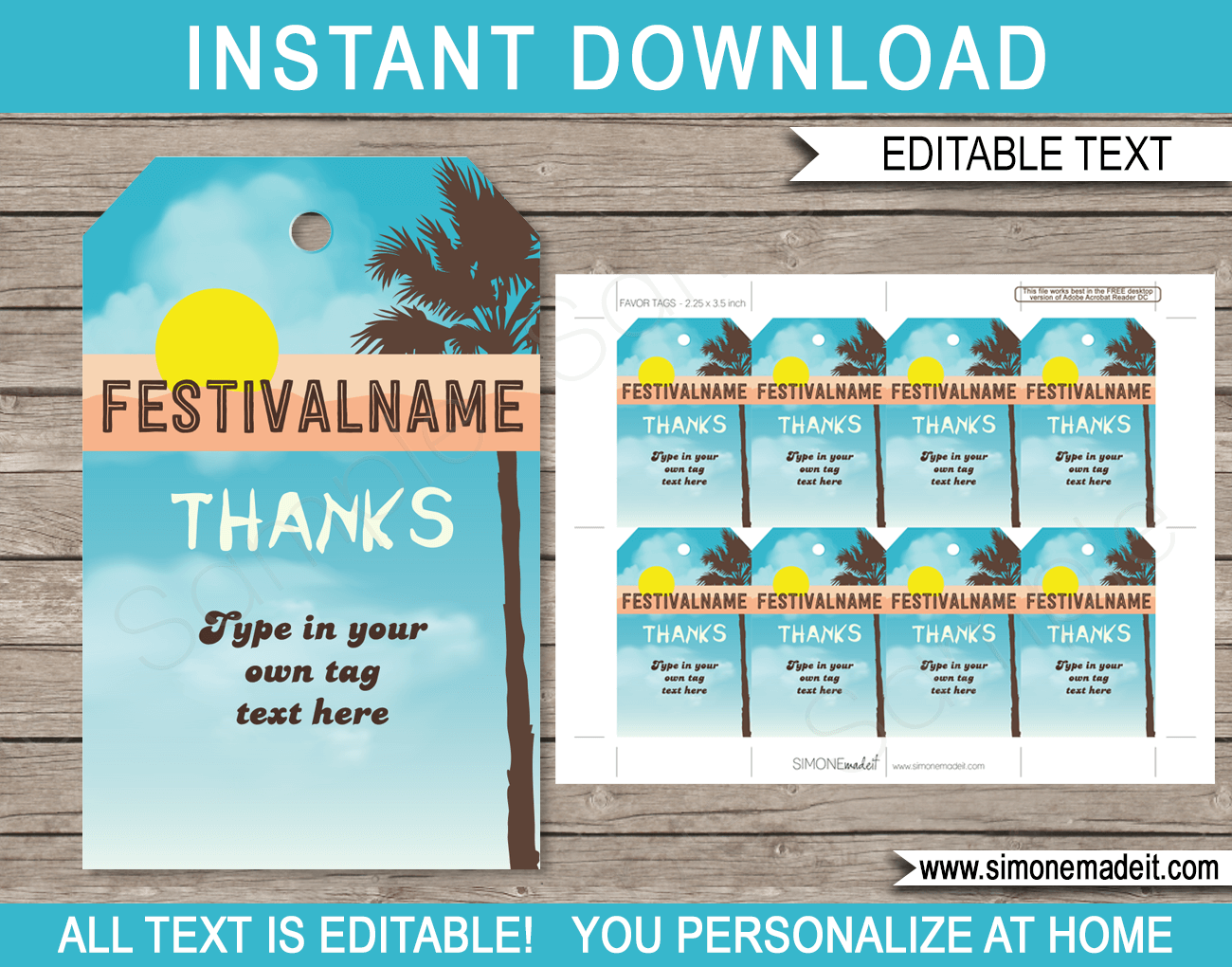Stagecoach Theme Favor Tags | Printable Birthday Party Thank You Tags | Country Music Festival, Coachella, Fauxchella, Kidchella, Fete, Gala, Fair, Carnival | Editable DIY Template | via SIMONEmadeit.com