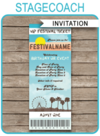 Festival Party Ticket Invitation template – blue