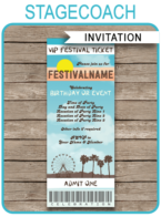 Stagecoach Ticket Invitations Template | Printable Country Music Festival Invite | Birthday Party, Coachella Inspired, Kidchella, Fete, Gala, Fair, Carnival | DIY Editable Template | Instant Download via simonemadeit.com