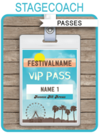 Printable Stagecoach Theme VIP Passes | Country Music Festival | Coachella Inspired, Kidchella, Fauxchella, Fete, Gala, Fair, Carnival | Editable & Printable Template | Instant Download via simonemadeit.com