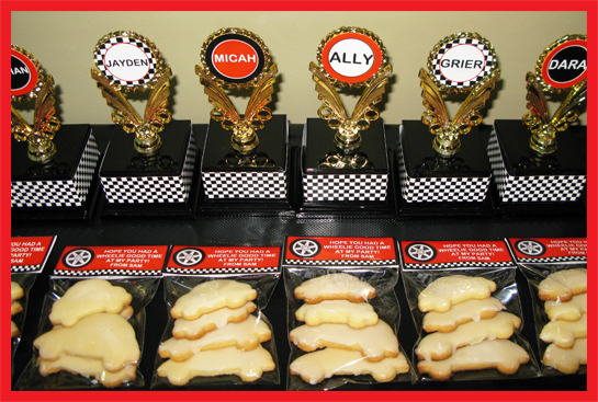 Race Car Birthday Party Cookie favors