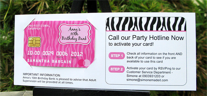 Credit Card Invitations | Mall Scavenger Hunt Birthday Party
